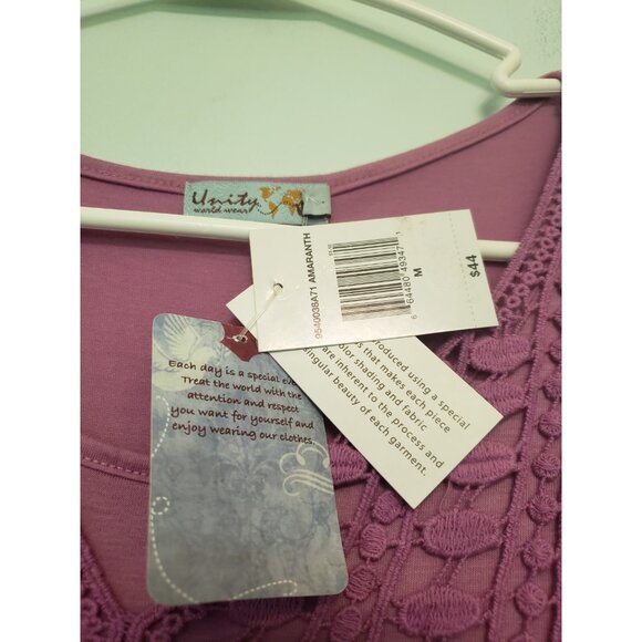 Unity World Wear Womens M Blouse Pink Purple Ombre Amaranth Lace Girlcore NWT - Picture 5 of 5